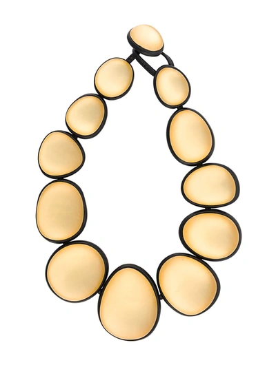 Monies Two-tone Oversized Bead Necklace In Yellow