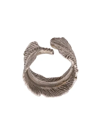 M Cohen 14k Feather Ring In Silver
