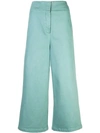 Tibi Demi Wide-leg Garment-dyed Twill Cropped Jeans In Egg Blue