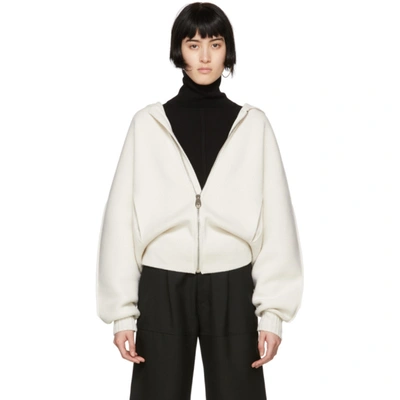 Chloé Chunky Cashmere Zip-front Hooded Sweater In 114 White