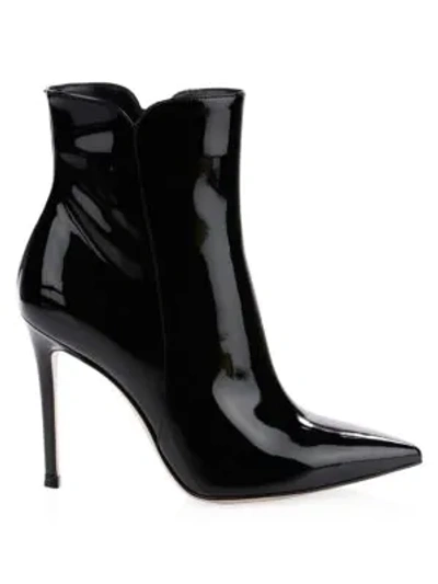 Gianvito Rossi Patent Leather High Heel Booties In Black