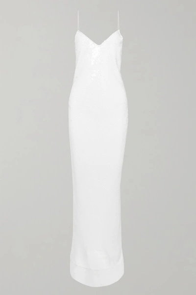 Stella Mccartney Sequined Silk-chiffon Gown In White