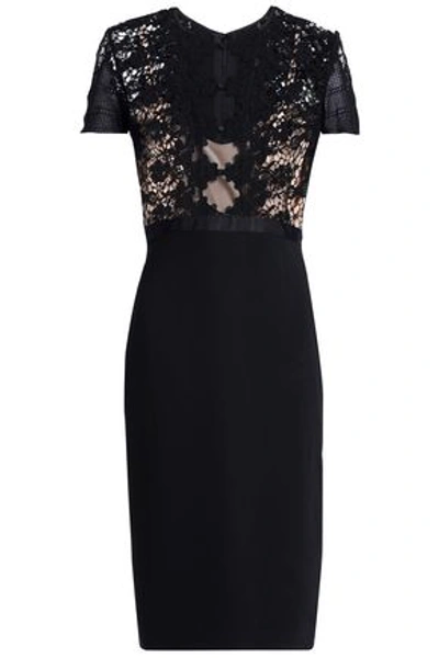 Catherine Deane Crochet-paneled Tulle And Stretch-jersey Dress In Black
