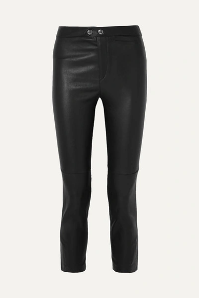 Isabel Marant Skinny Cropped Mid-rise Leather Trousers In Black