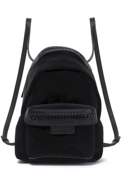 Stella Mccartney Woman Faux Leather-trimmed Velvet Backpack Black