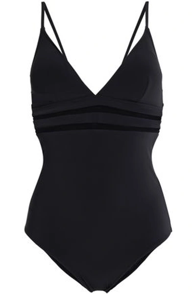 Stella Mccartney Woman Mesh-trimmed Swimsuit Black