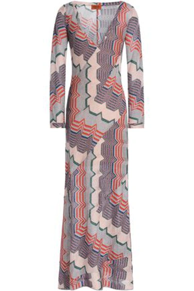 Missoni Metallic Crochet-knit Maxi Dress In Antique Rose