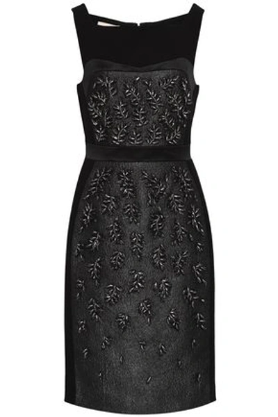 Antonio Berardi Embellished Organza-paneled Crepe Dress In Black