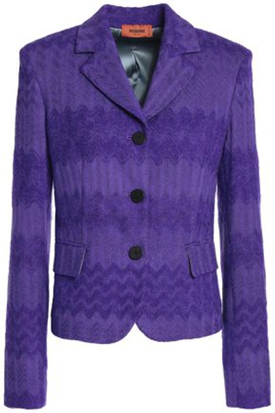 Missoni Woman Crochet-knit Blazer Purple
