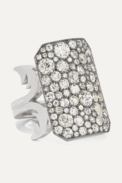 Sylva & Cie 18-karat White Gold, Sterling Silver And Diamond Ring