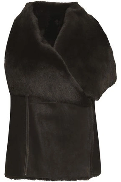 Yves Salomon Woman Reversible Shearling Gilet Dark Brown