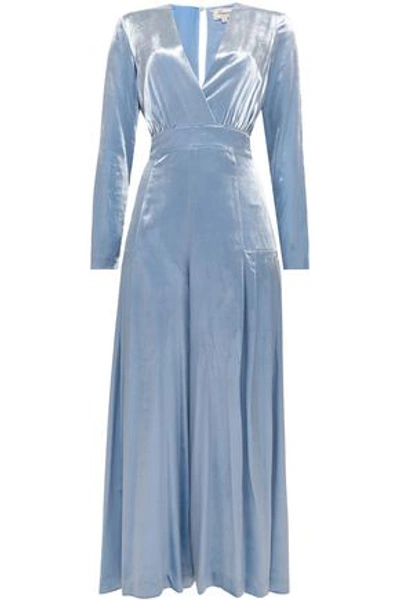 Temperley London Woman Flared Velvet Jumpsuit Sky Blue