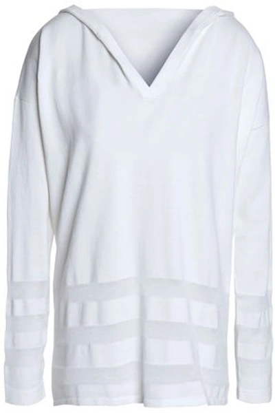 Autumn Cashmere Woman Paneled Cotton Hooded Top White