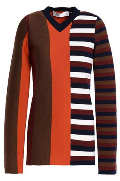 Victoria Beckham Paneled Wool-blend Sweater In Multicolor