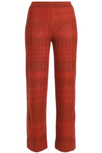 Missoni Woman Jacquard-knit Straight-leg Pants Brick