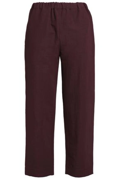 Marni Woman Linen-blend Twill Straight-leg Pants Grape