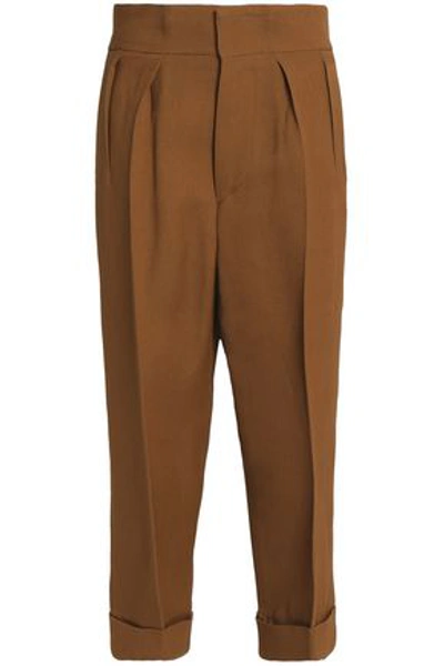 Marni Woman Silk And Wool-blend Wide-leg Pants Brown