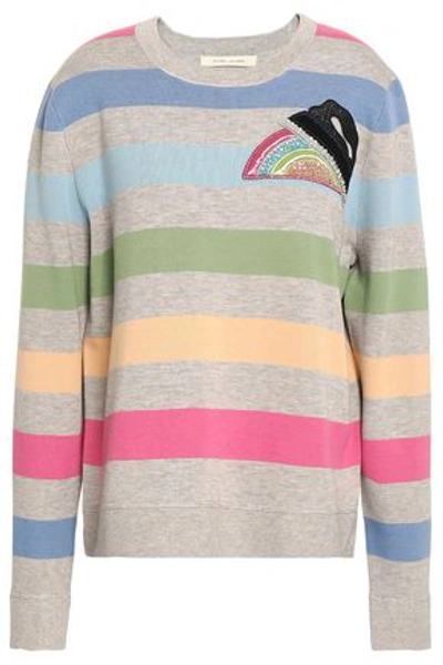 Marc Jacobs Woman Embellished Striped Jersey Sweatshirt Stone