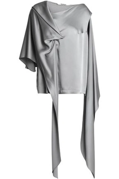 Chalayan Woman Cape-effect Draped Satin-crepe Blouse Gray