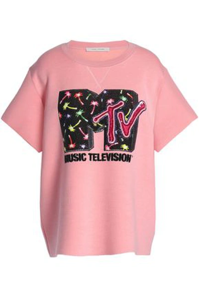 Marc Jacobs Embellished Printed Jersey Sweatshirt In Baby Pink