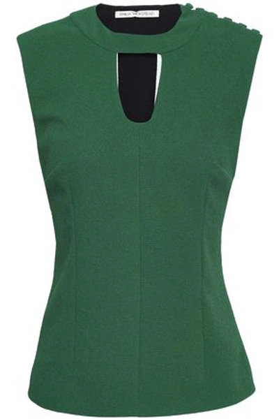 Emilia Wickstead Woman Cutout Crepe Top Forest Green