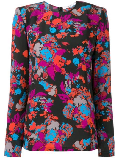 Givenchy Fire Print Silk Blouse In Black