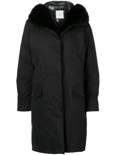 Moncler Hooded Parka Coat In 999 Black