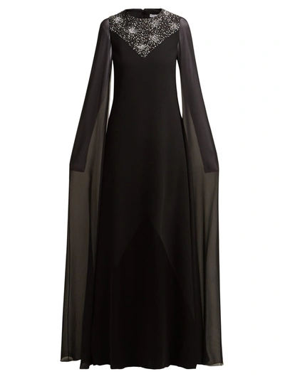 Givenchy Crystal-embellished Wool And Silk-chiffon Gown In Black