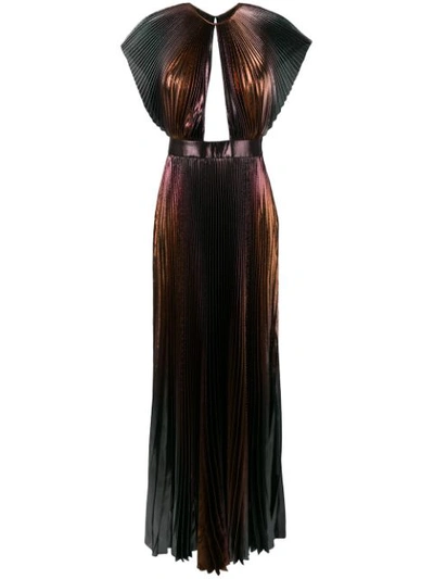 Givenchy Cutout Pleated Silk-blend Lamé Gown In Black