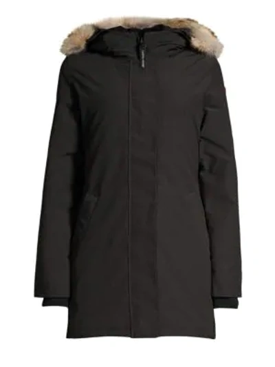 Canada Goose Victoria Coyote-fur Trimmed Down Parka In Black