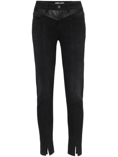 Givenchy Leather-trimmed Mid-rise Straight-leg Jeans In Black