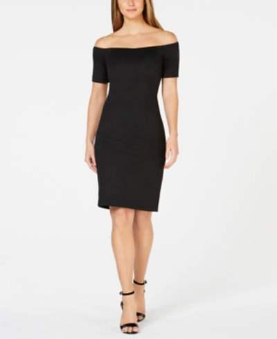 Iconic American Designer Off-the-shoulder Sheath Dress In Black