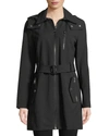 Iconic American Designer Zip-front Trench Coat In Black