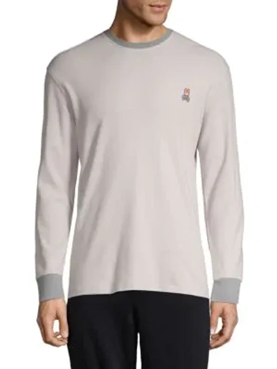 Psycho Bunny Apex Ribbed Colorblock Long-sleeve Tee In Pewter