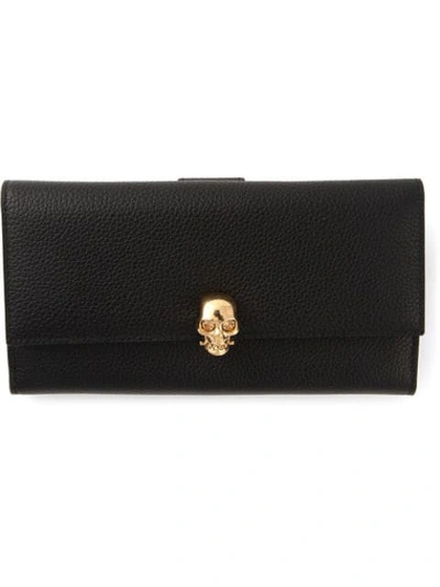 Alexander Mcqueen Continental Skull Wallet In Black