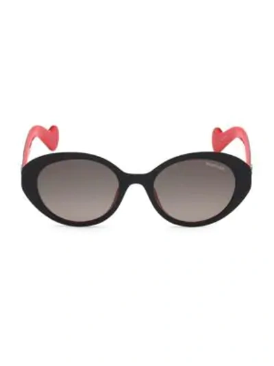 Moncler 50mm Oval Sunglasses In Black