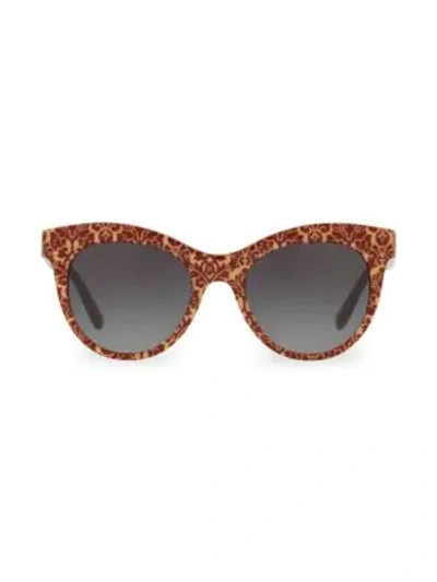 Dolce & Gabbana Dg4311 Glitter Floral 51mm Cat Eye Sunglasses In Red Gold
