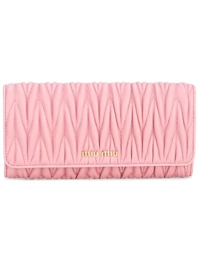 Miu Miu Quilted Wallet In Pink