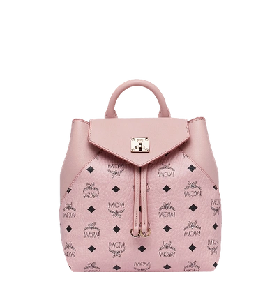 Mcm Essential Backpack In Visetos Original In Soft Pink