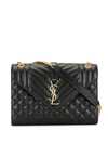 Saint Laurent Medium Envelope Monogram Matelassé Leather Shoulder Bag In Black