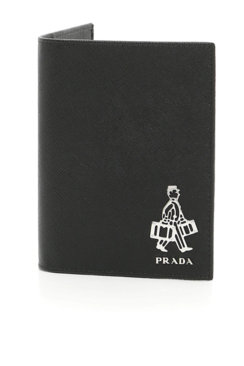 Prada Black Saffiano Metal Leather Zip Card Holder 1MM268