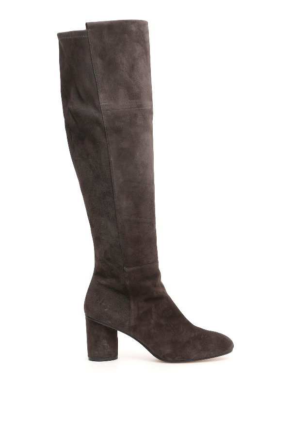 stuart weitzman women's eloise 75 almond toe suede boots