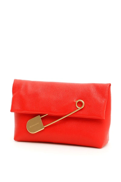 Burberry Leather Pin Clutch In Bright Red|rosso