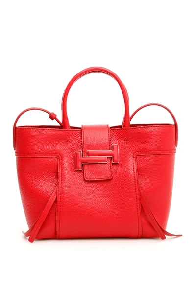 Tod's Medium Double T Shopper In Red