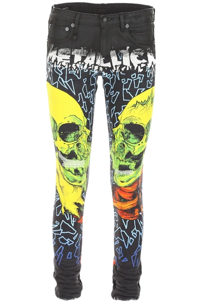 R13 Kate Metallica Jeans In Black,yellow,red