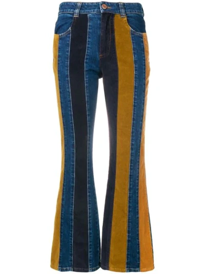 See By Chloé Cord Striped Denim Jeans In Ink Navy|blu