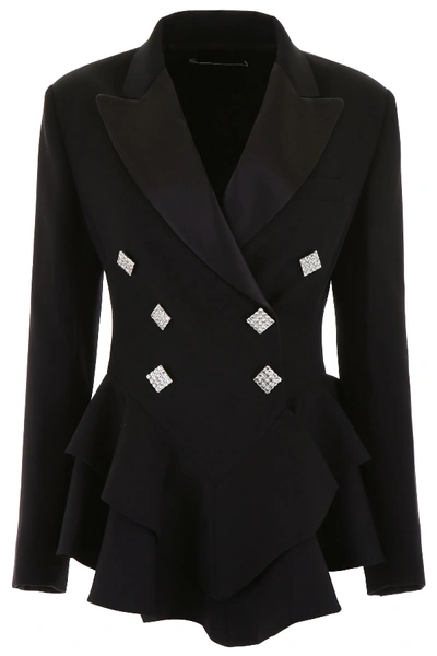 Alessandra Rich Crystal-embellished Blazer In Black|nero