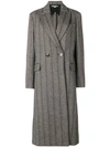 Stella Mccartney Oversized Herringbone Wool Coat In Black Grey