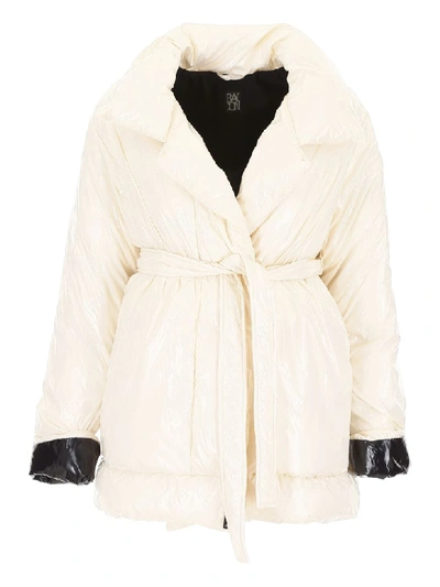 Bacon Clothing Belted Puffer Jacket In Deep Beige (white)