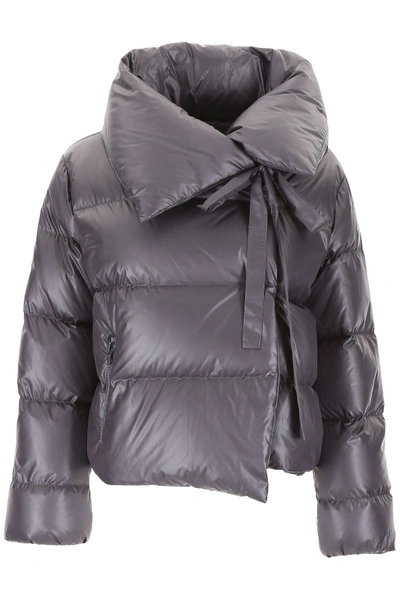 Bacon Clothing Puffer Jacket With Bow In Grey|grigio